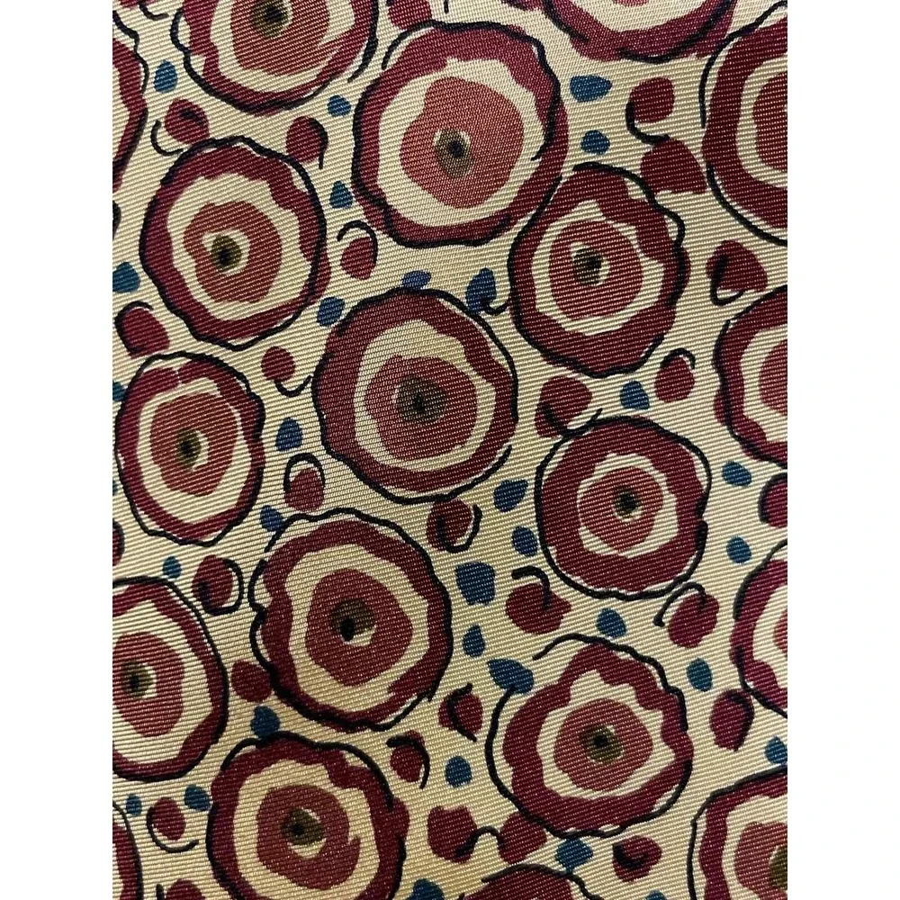 VALENTINO Cravatte Silk Italy‎ Beige Red Water Color Tan Abstract Floral Necktie
